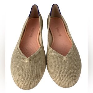 NWOT Rothy's The Flat Women's 10 Light Gold Metallic Rounded Toe Knit Shimmer